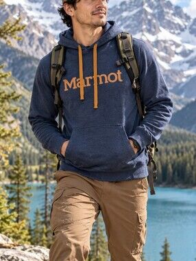 Marmot Men’s  Hoodie Logo Pullover Sweatshirt Size S